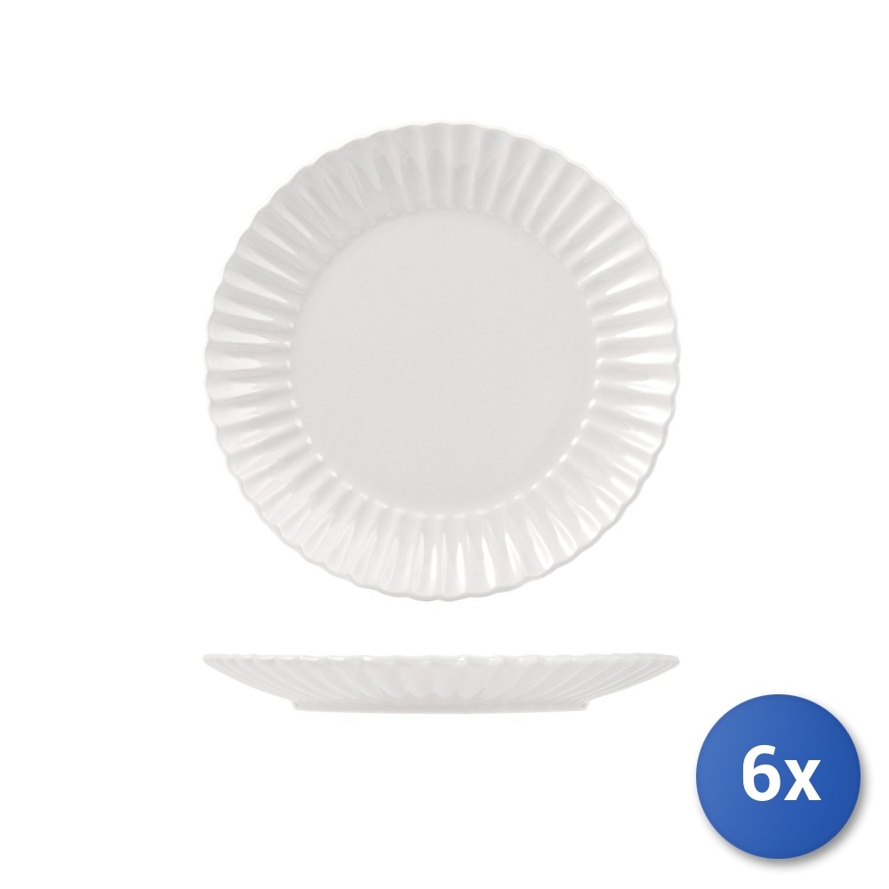 6x H&H Lotus Stoneware Dinner Plate White cm 27