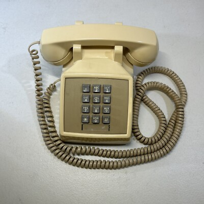 #ad VTG Western Electric ATamp;T Bell System Beige Push Button Desk Phone Telephone $34.94