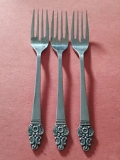 3 Stylecraft SYF24 Stainless DINNER FORKS Japan Scroll Floral Tip 7.5" FREE SHIP