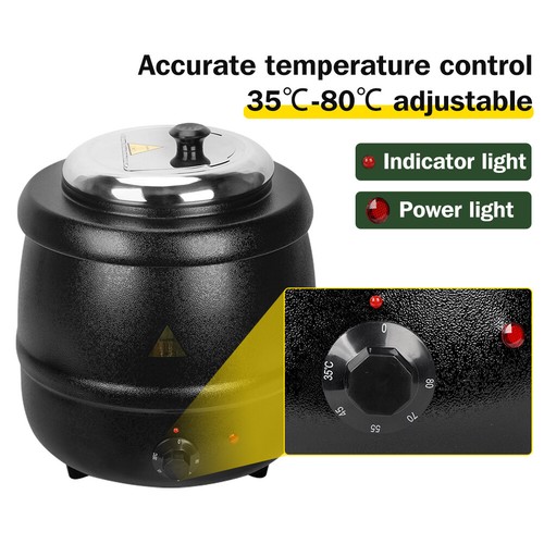 10L Black Commercial Soup Kettle Warmer Stainless Steel For Buffet Restaurant AU - Picture 5 of 11