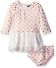 NWT Kensie Baby Girls Pink Gold Heart Print Tutu Dress 18 M Valentine's Day