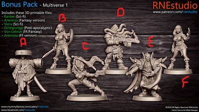 3D Druck Figuren RN Studio Multiverse 1 A B C D E F 9th Age
