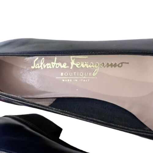 Vintage Salvatore Ferragamo Boutique schwarz Leder Heels 6 AAAA Luxus 9936 neu im Karton - Bild 13 von 14