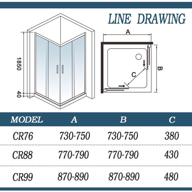 760x760 shower enclosure