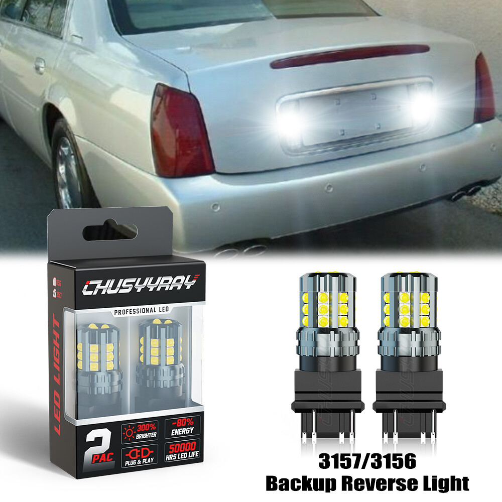 3157 LED Backup Reverse Light Bulbs Kit 2pc 6000K For Cadillac Deville 2000-2005