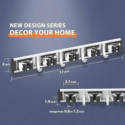 Paquete de 2 soportes para escobas colgador para fregona montaje en pared,nuevo. Foto 3 de 4