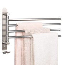 Swivel Towel Hanger Rack Space Saving Bathroom Towel Holder with 4 Swing Arms