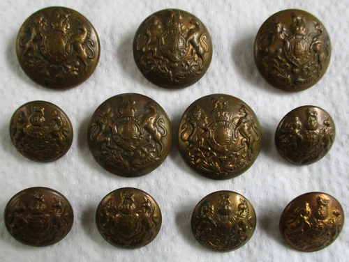 Set of 11x British Army:"GENERAL SERVICE BRASS BUTTONS" (23mm-17mm, WW1-WW2 Era)