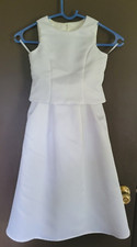 Jessica McClintock Girls 2 piece Flower Girl Dress- Size 4 White Satin