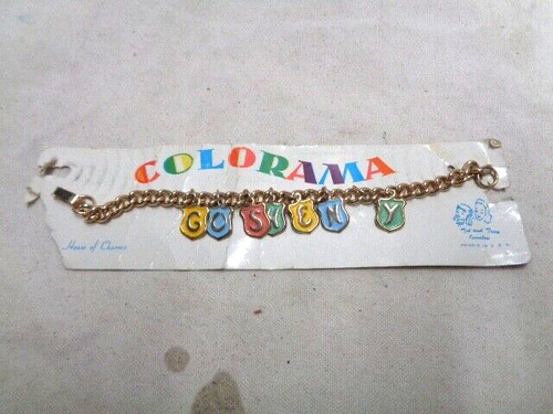 vintage charm bracelet 1958 Tots Teens on card AS IS broken 1954 COLORAMA