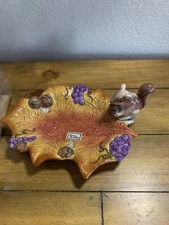 Fitz and Floyd Autumn Woods  Fall Candle Holder Squirrel & Leaves