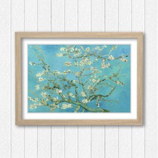 Van Gogh Almond Blossom Teal  FRAMED WALL ART POSTER PAINTING PRINT 4 SIZES