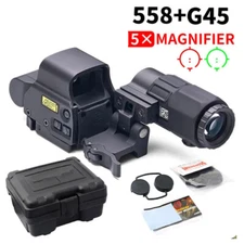 G45 5x Magnifier 558 Red Green Dot Holographic Reflex Sight Scope QD Mount 20mm