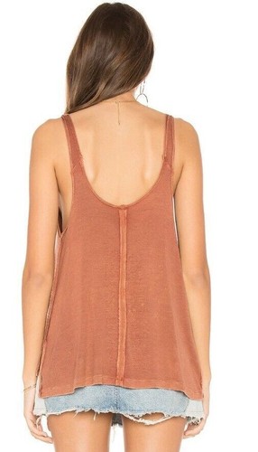 Free People Scarlett Terra Cotta Ribbed Tank Top Women's Size L NEW #CB7 - Picture 2 of 11