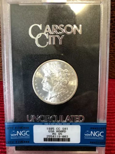 1885 CC Morgan Silver Dollar in MS65 graded by NGC