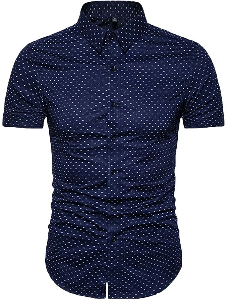 MUSE FATH Men s Printed Dress Shirt Cotton Casual Short Sleeve Regular Fit Shirt