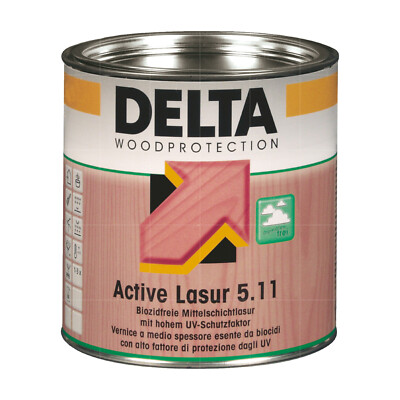 DELTA Active-Lasur 5.11 - 1 Liter Biozidfreie Mittelschichtlasur (FARBWAHL)