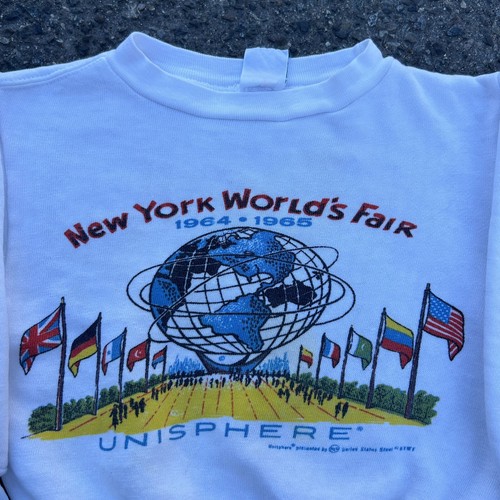 Vintage 60er Sweatshirt Wolds Fair New York 64-65 USA alle Baumwolle Kinder T Gr. S? 14x14,5 - Bild 2 von 9
