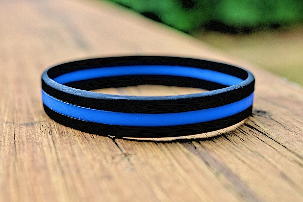 Thin Blue Line Silicone Bracelet Wristband Police Support Law