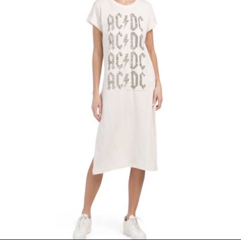 ac dc shirt dress AC DC Handmade Graphic Band T Shirt Dress Size Small