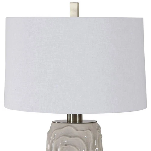 Uttermost Zade Ceramic Fabric and Iron Table Lamp in Warm Gray - Picture 4 of 9