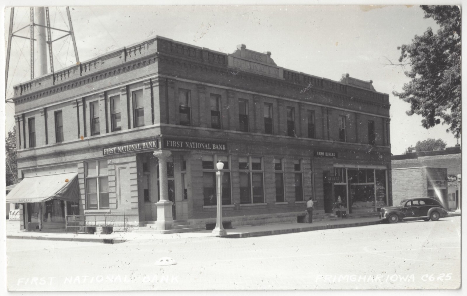 1940 Primghar, Iowa REAL PHOTO First National Bank Vintage Postcard