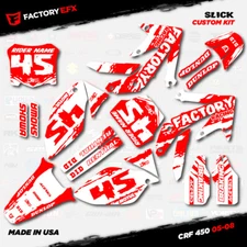Red & White Slick Racing Graphics Kit fits Honda CRF450R 05-08 Crf 450 Crf450