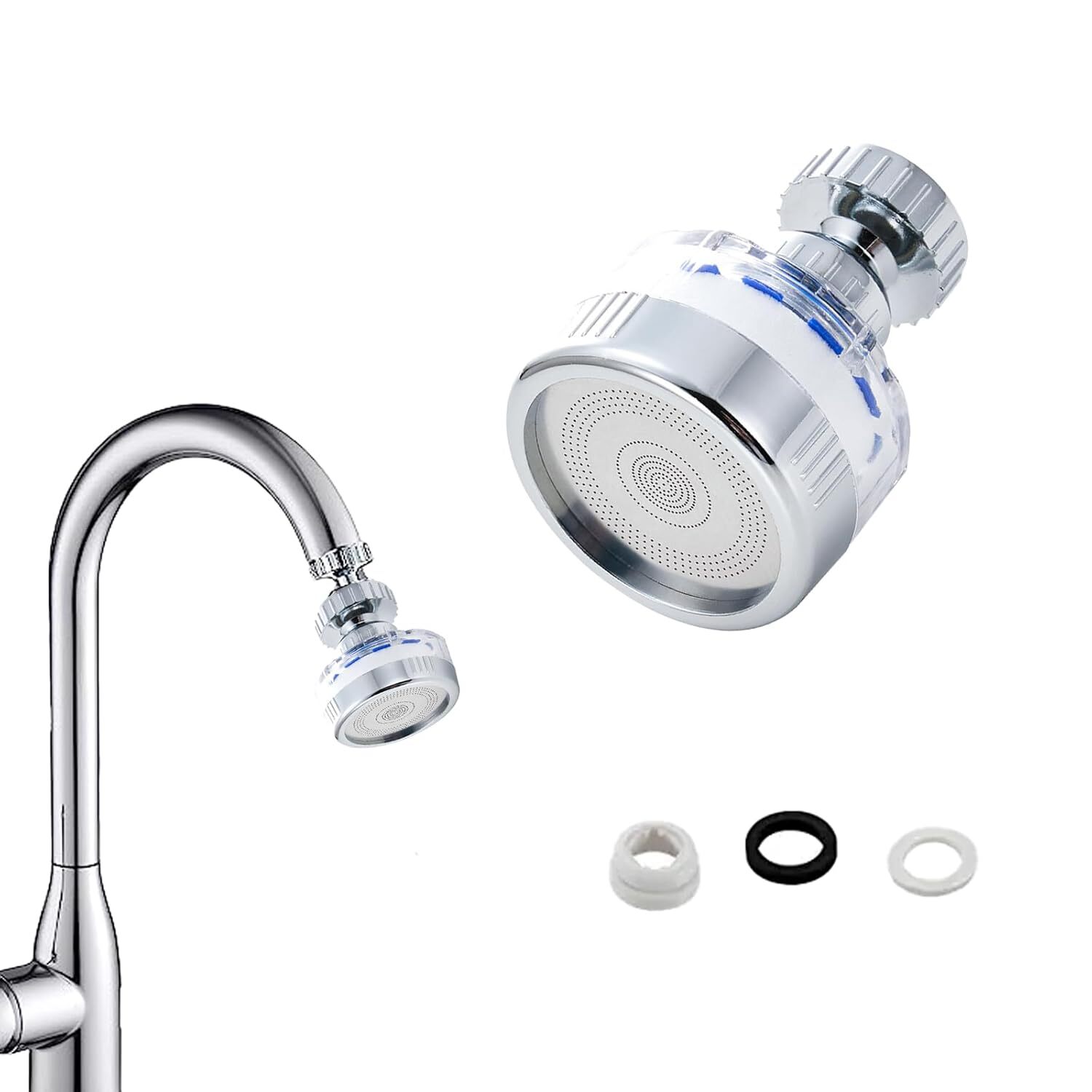 Sink Water Filter,360° Rotating faucet filter with 2 cartridges