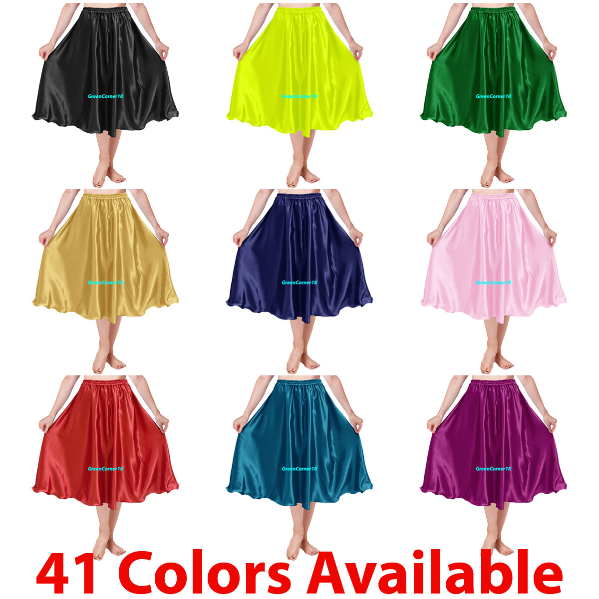 Satin Maxi Skirt for Belly Dance Tribal Gypsy Style 30 Inch Long