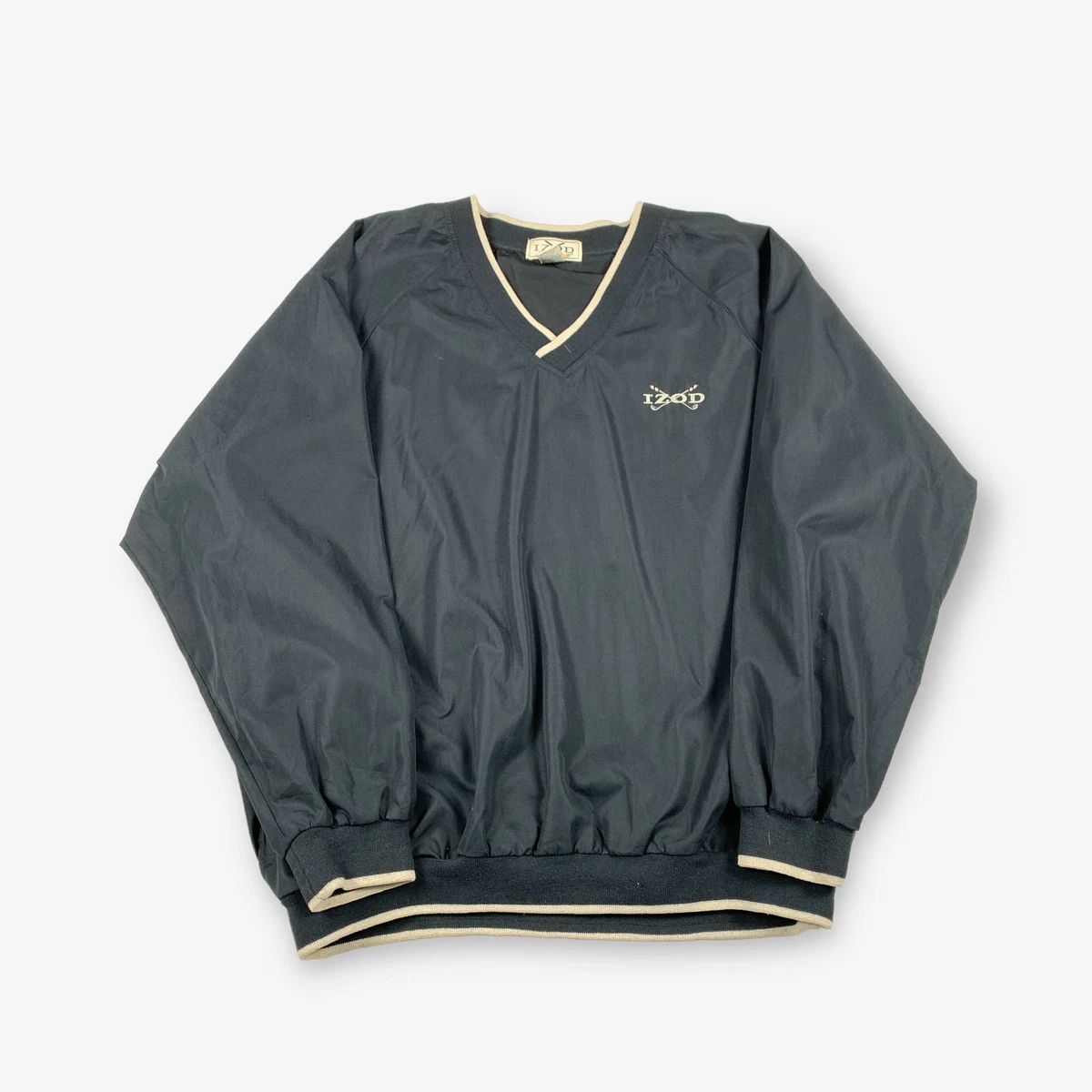 Vintage 80s IZOD Golf Windbreaker Jacket Black Large eBay