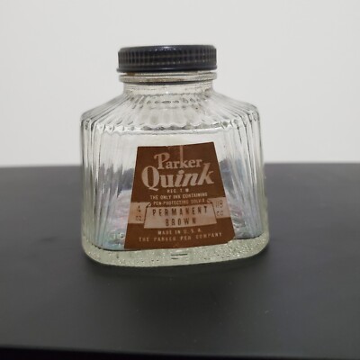 Parker Quink vintage ink bottle 4oz permanent brown 118cc