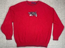 Pinnacle Embroidered Crew Neck Vtg Long Sleeve Golf Sweater Made In USA Size XXL