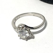 Sterling Silver 925 Cubic Zirconia Three Stone RING Swirl Flower CHINA B CZ Sz 8