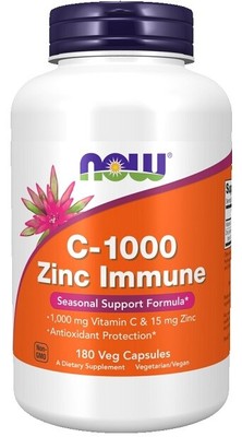 NOW Foods C-1000 Zink Immun V Kapseln | Hochpotentes Vitamin C für Wellness