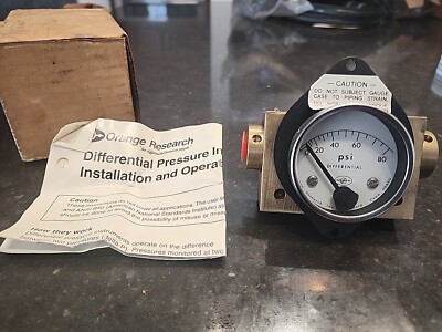 NEW ORANGE RESEARCH DIFFERENTIAL 1201PGS-1E-22F-1 GAUGE 3000 PSI BRASS 0-80 