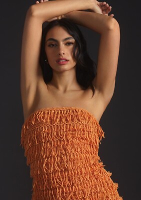 Anthropologie Let Me Be Fringed Tube Mini Dress Size M MSRP: $180