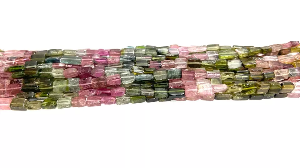 Natural Multi Tourmaline Smooth Square Shape Beads Tourmaline Wholesale beads - Image 3 of 4