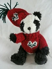 Hugfun 9"  Panda Bear Fully Jointed with hand knit sweater & hat sold by Costco