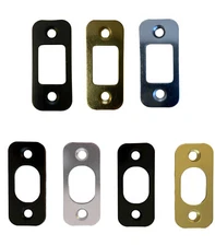 Deadbolt Strike Plate Door Backplate 1" x 2 1/4" Round Corner satin nickel brass