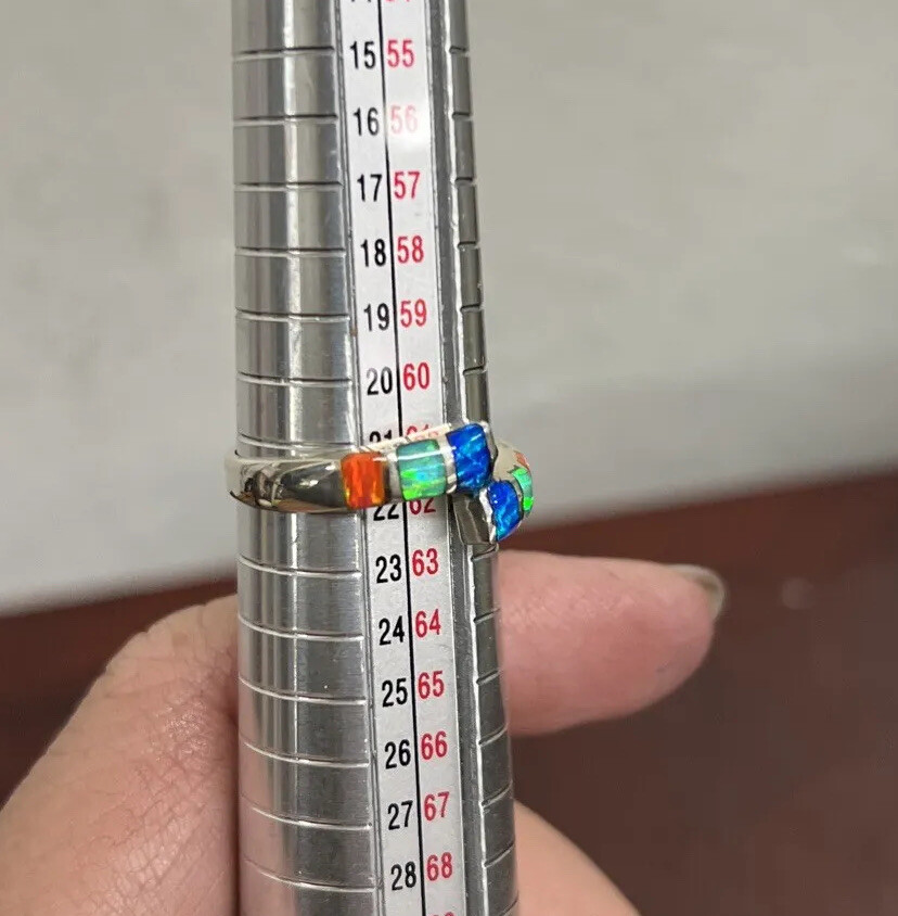 950 silver  multi stone mexican ring - image 8