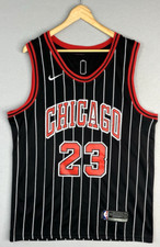 Nike Michael Jordan 23 Chicago Bulls Pinstripe Black Swingman Jersey Size XL 52