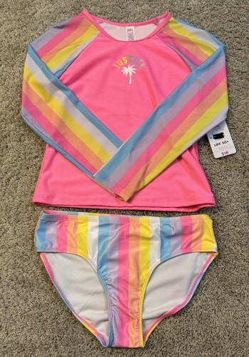 JUSTICE Big Girls Two Piece Tankini Swimsuit NWT Size X-Large 16/18 Stripes
