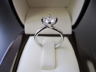 1Ct Round Cut Simulated Diamond Elegant Solitaire Ring 18K White Gold Plated