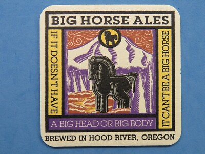 Beer Bar Coaster ~ BIG HORSE BREWPUB ~ Hood River, OREGON ~ Big Hear or Big Body