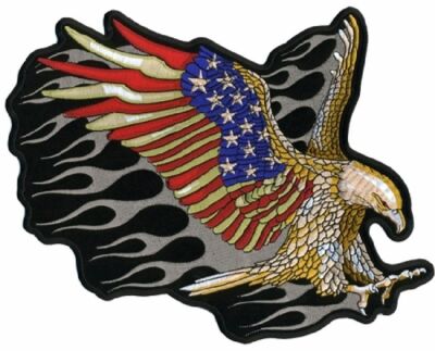 ATTACK EAGLE USA FLAG EMBROIDERED PATCH [IRON ON SEW ON 4.75 INCH -A5]