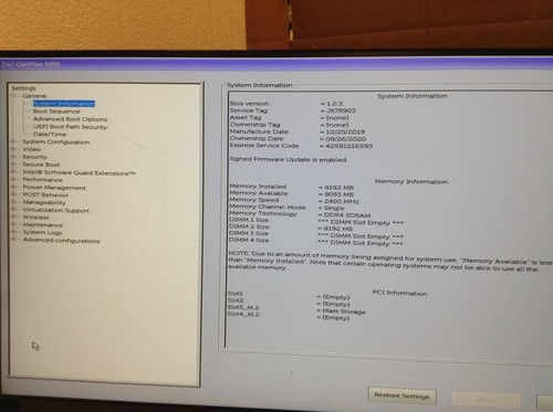 DELL Optiplex 5070 SFF i7 9700-3Ghz 9th Gen Computer,512GB M2, 8GB Ram, DVDRW - Picture 13 of 15