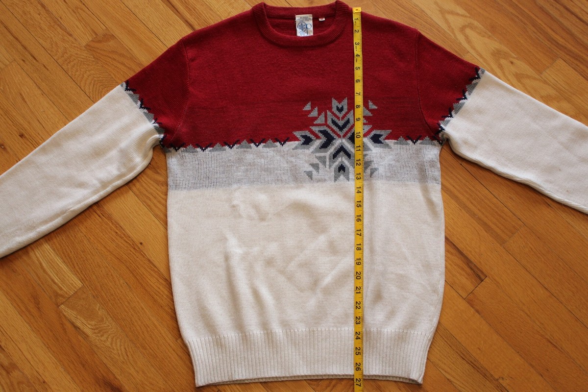 Vintage 90s Ocean Pacific Knit Sweater Size Medium Snowflake 