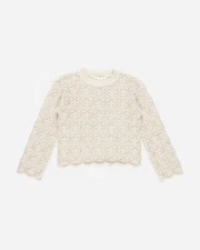 Rylee + Cru Crochet Knit Pullover Natural Top 4-5 Years Girls