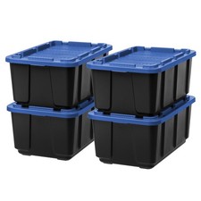 Plastic Storage Bins 27 Gal., Latching Lids, Heavy Duty, 4 Pack