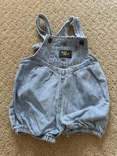 Vintage Oshkosh B  gosh Vestback Bubble Romper Denim Overalls Sz 6/9 Month B44